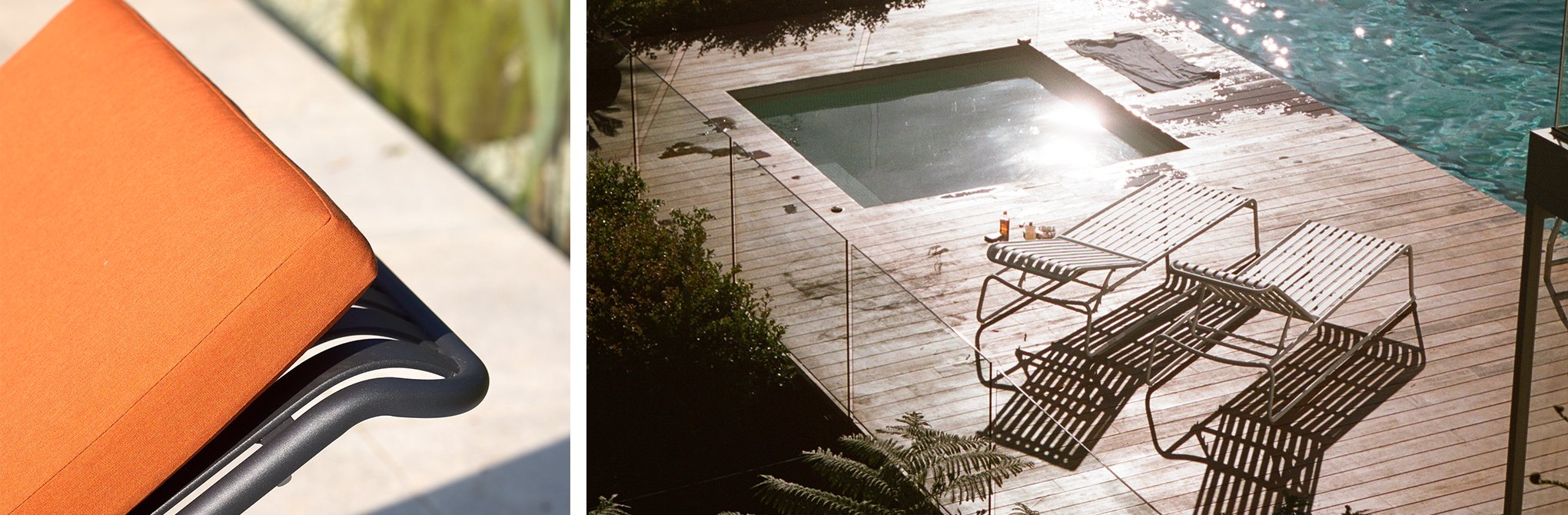 Relaxing and durable sunbeds designed for outdoor and commercial spaces, hotels, poolside by Zaneti.